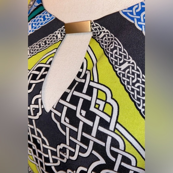 Laundry by Shelli Segal LA Long Sleeve Midi Dress Geometrical Pattern SZ M - Picture 5 of 6